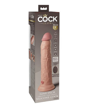 King Cock Elite 9" Dual Density Vibrating Silicone Cock W/remote Vibrators