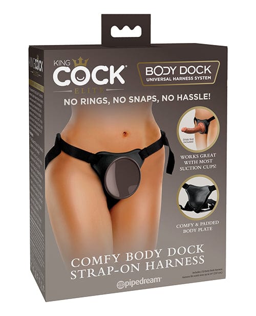 King Cock Elite Comfy Body Dock Strap On Harness - Black Strap Ons