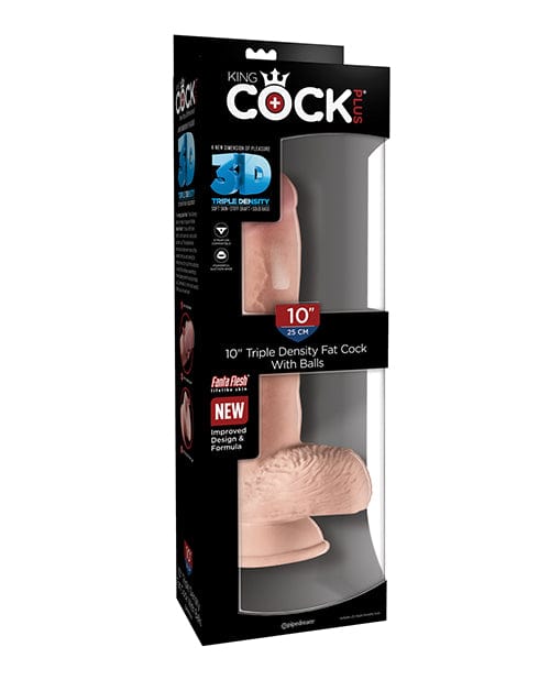 King Cock Plus 10" Triple Density Fat Cock w/Balls Dongs & Dildos