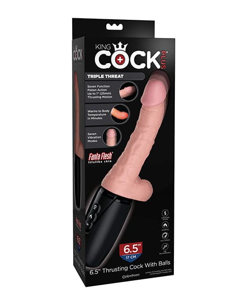 King Cock Plus Thrusting, Warming & Vibrating  6.5" Triple Threat Dong Vibrators