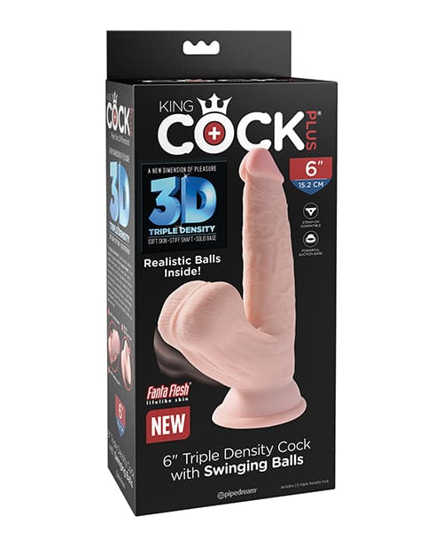 King Cock Plus Triple Density Cock W/swinging Balls - Ivory 6" Dongs & Dildos