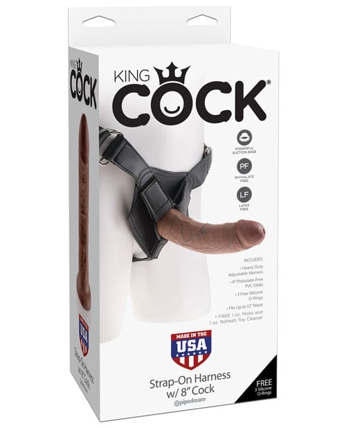 "King Cock Strap On Harness W/8"" Cock" Brown Strap Ons