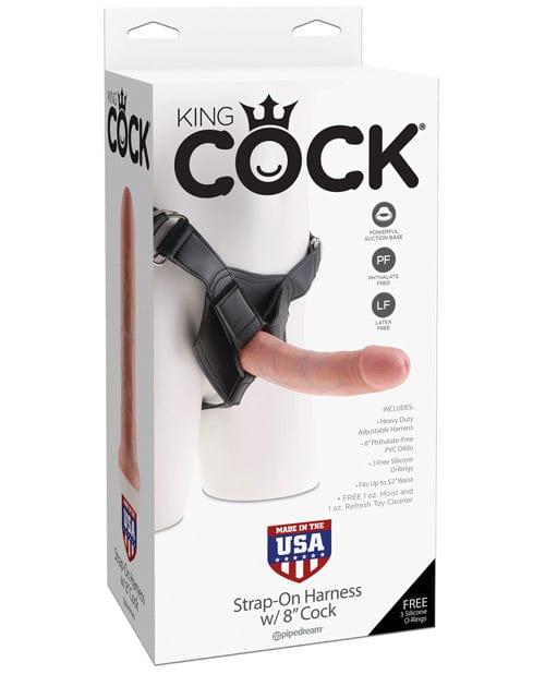 "King Cock Strap On Harness W/8"" Cock" Flesh Strap Ons