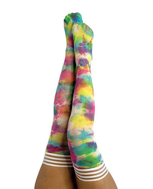 Kix'ies Gilly Tie Die Thigh High Bright Color C Lingerie