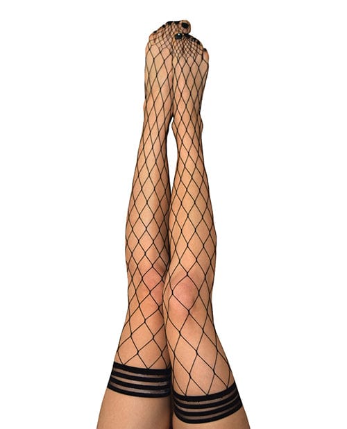 Kix'ies Michelle Large Fishnet Thigh High Black A Lingerie