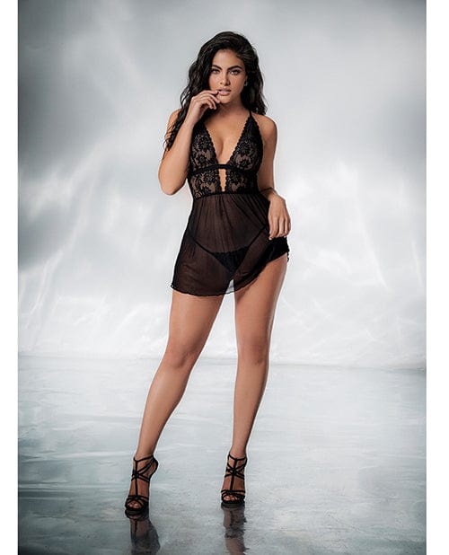 Lace & Mesh Babydoll & G-string Black Large/Extra Large Lingerie