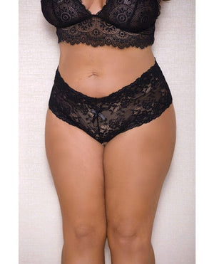 Lace & Pearl Boyshort W/satin Bow Accents Black / XL/2XL Lingerie - Plus/queen - Hanging