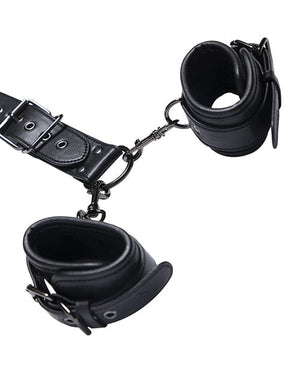 Locking Harness Collar to Wrist Restraints - Black Bondage Blindfolds & Restraints