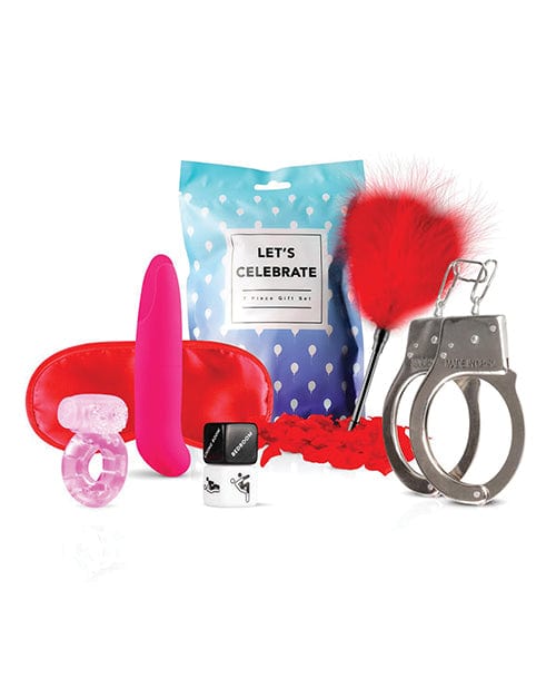 Loveboxxx Let's Celebrate 7 Pc Gift Set - Blue Bondage Blindfolds & Restraints