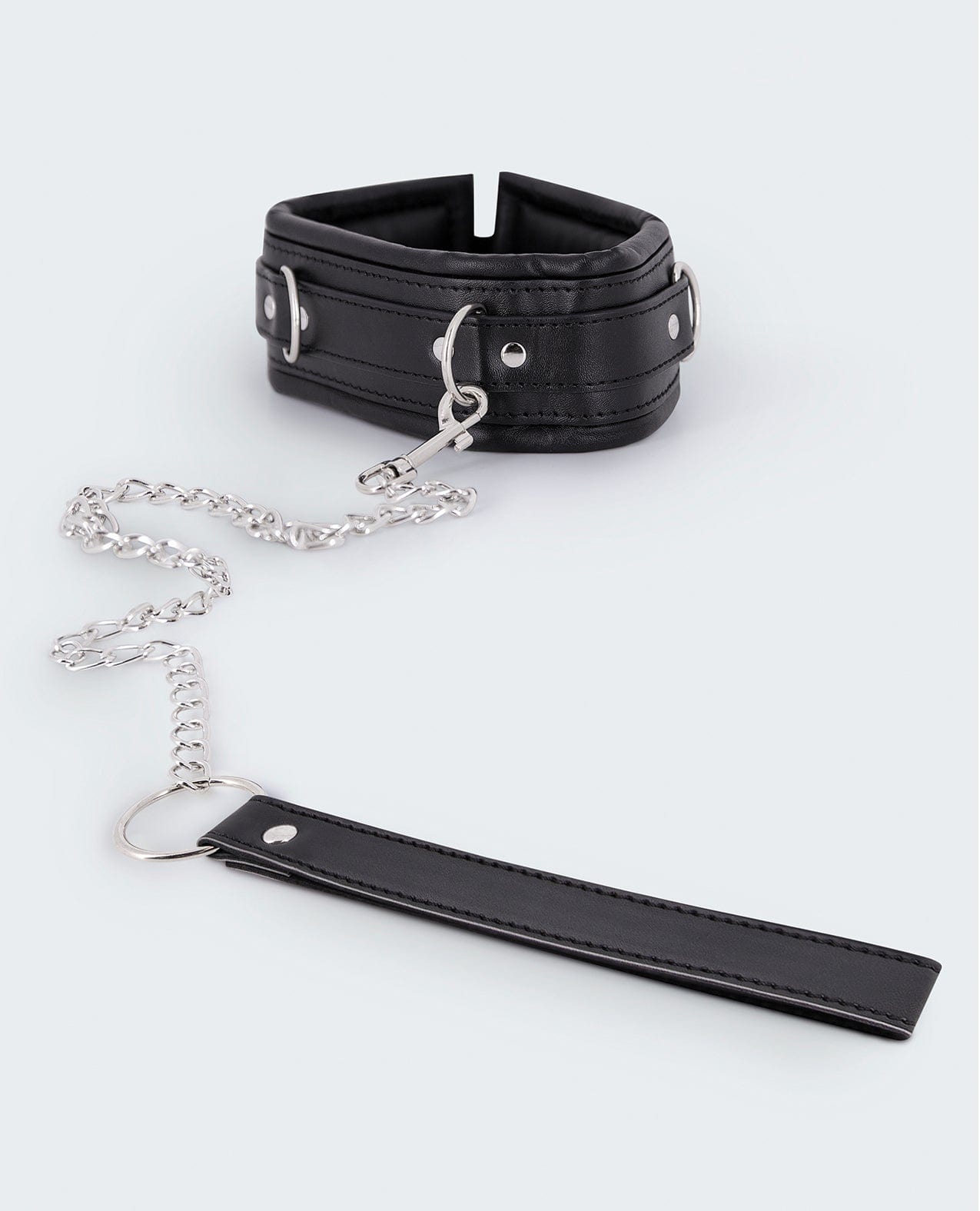 Lust PU Leather Collar & Leash - Black Bondage Blindfolds & Restraints