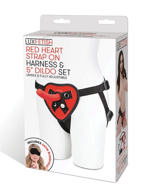 Lux Fetish 5" Dildo w/Red Heart Strap On Harness Set Strap Ons