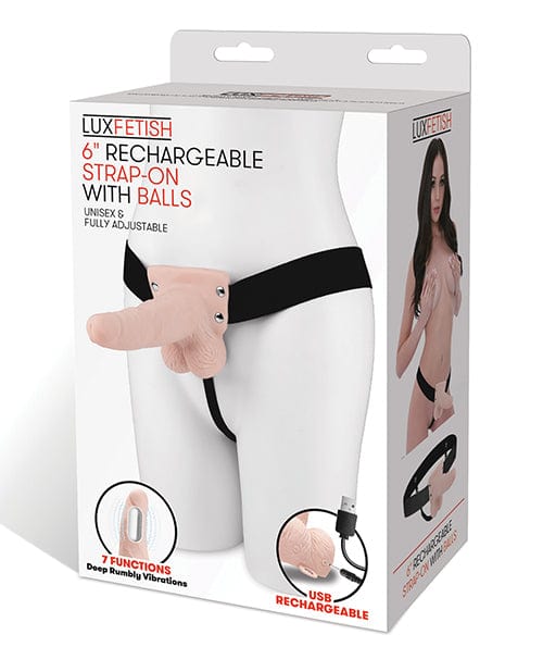 Lux Fetish 6" Rechargeable Strap On W/balls Ivory Strap Ons