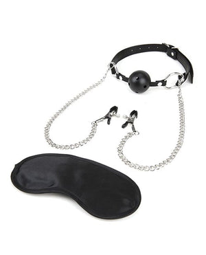 Lux Fetish Breathable Ball Gag w/Adjustable Pressure Nipple Clamps Bondage Blindfolds & Restraints