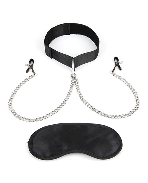 Lux fetish Collar & Nipple Clamps w/Adjustable Pressure Clamps Bondage Blindfolds & Restraints