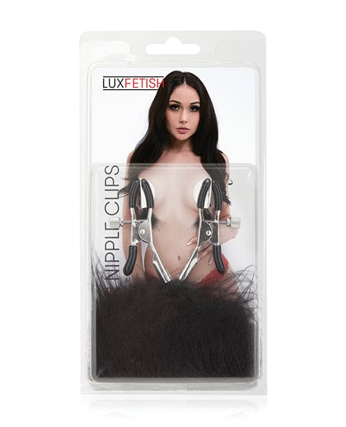 Lux Fetish Feather Nipple Clips - Black Bondage Blindfolds & Restraints