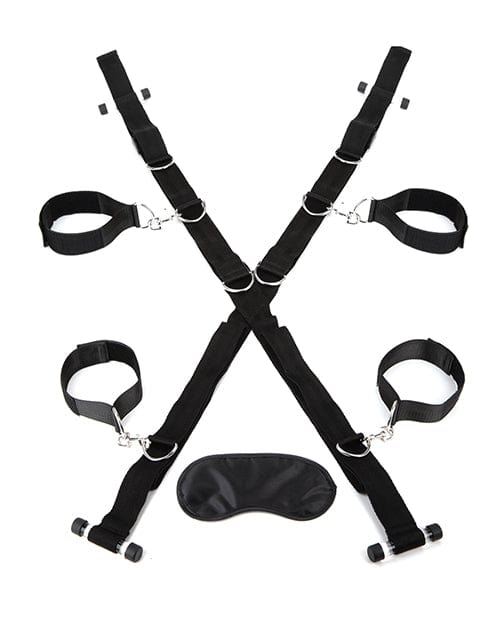 Lux Fetish Over the Door Cross w/4 Universal Soft Restraint Cuffs Bondage Blindfolds & Restraints