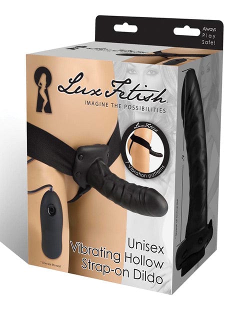 Lux Fetish Unisex Vibrating Hollow Strap On Dildo Strap Ons