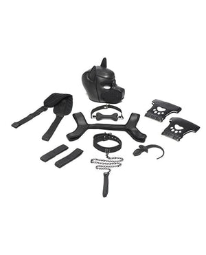 Master Series Pup Arsenal Set - Black Bondage Blindfolds & Restraints