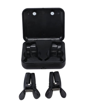 Merci Vibro Grippers Rechargeable Vibrating & Wireless Nipple Clamps - Black Bondage Blindfolds & Restraints