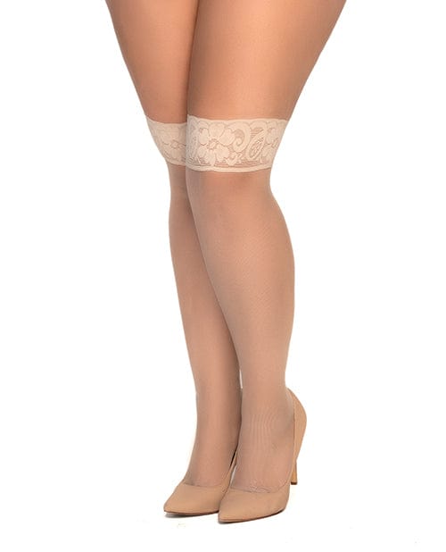 Mesh Thigh High Stockings Nude Queen Lingerie - Plus/queen - Packaged