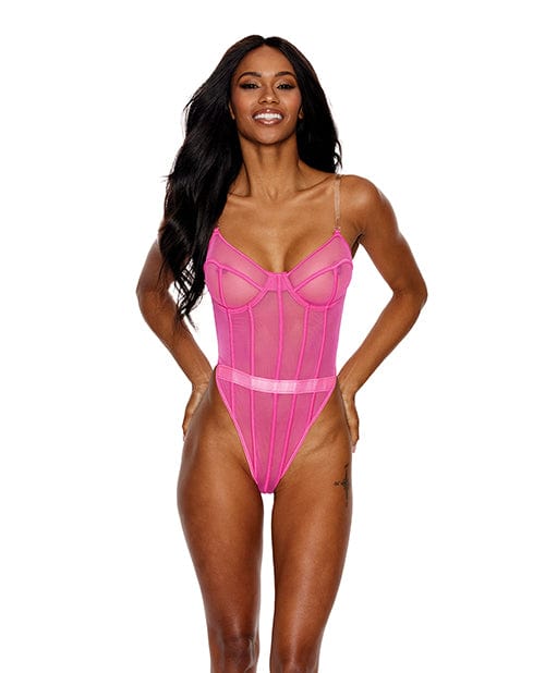 Mesh Underwire Teddy Hot Pink Large Lingerie