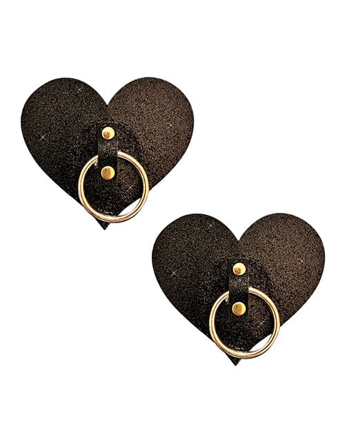 Neva Nude After Midnight Glitter Hoop Heart Pasties - Black O/S Lingerie