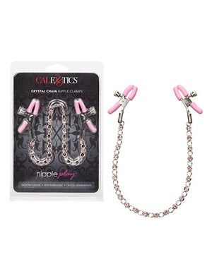 Nipple Play Crystal Chain Nipple Clamps - Pink Bondage Blindfolds & Restraints