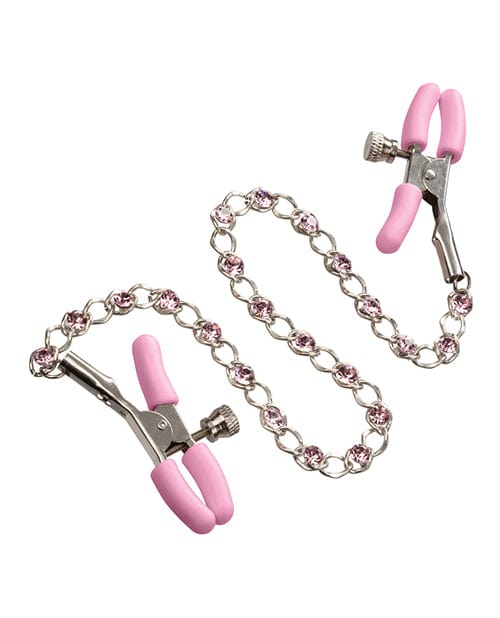 Nipple Play Crystal Chain Nipple Clamps - Pink Bondage Blindfolds & Restraints