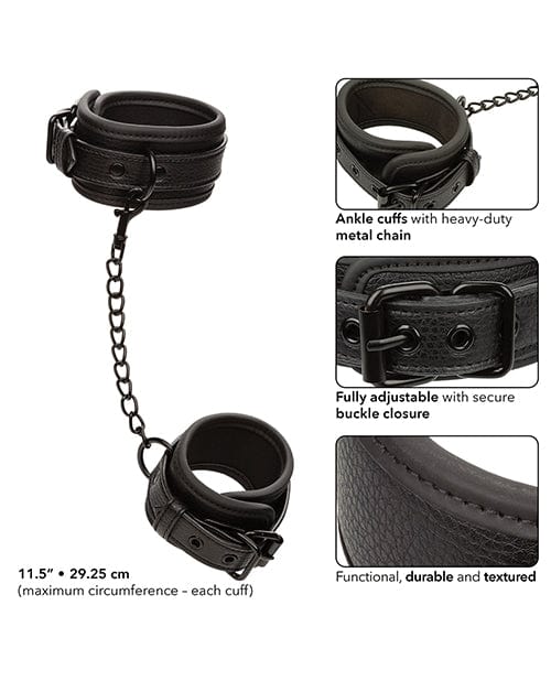 Nocturnal Collection Adjustable Ankle Cuffs - Black Bondage Blindfolds & Restraints