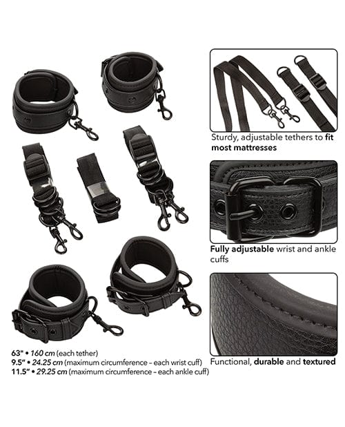 Nocturnal Collection Adjustable Bed Restraints - Black Bondage Blindfolds & Restraints