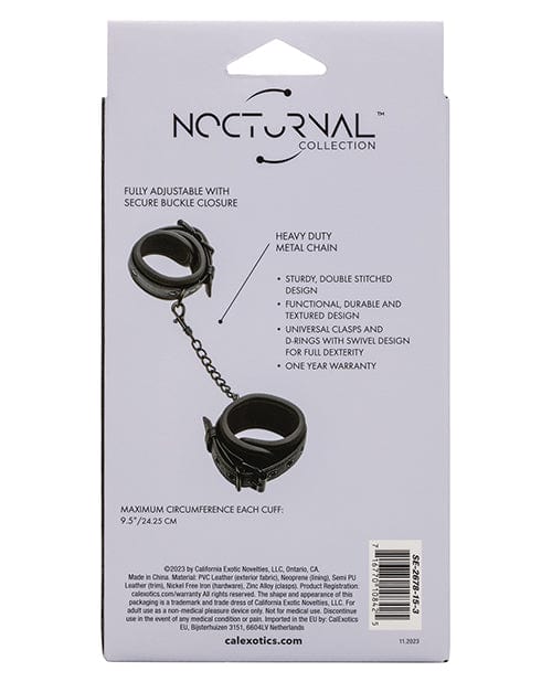 Nocturnal Collection Detachable Adjustable Wrist Cuffs - Black Bondage Blindfolds & Restraints