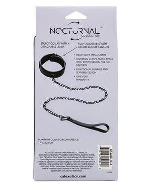 Nocturnal Collection Detachable Collar & Leash - Black Bondage Blindfolds & Restraints