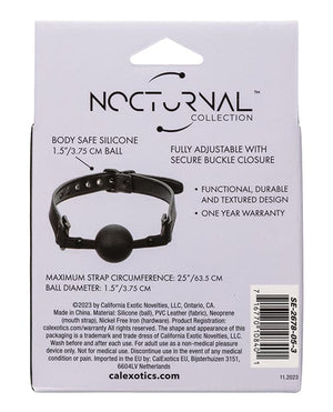 Nocturnal Collection Silicone Ball Gag - Black Bondage Blindfolds & Restraints