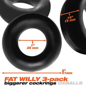 Oxballs Fat Willy 3 Pack Jumbo Cock Rings Gay & Lesbian Products