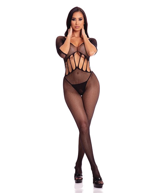 Pink Lipstick Amplify Crotchless Bodystocking Black One Size/Small Lingerie