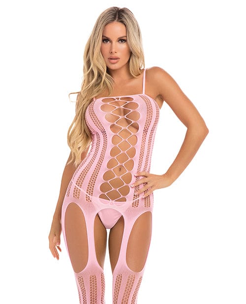Pink Lipstick Fake News Bodystocking Pink / One size/Small Lingerie