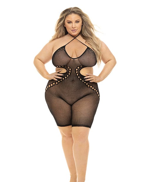 Pink Lipstick Fill Me In Bodystocking Black / Queen Lingerie - Plus/queen - Packaged
