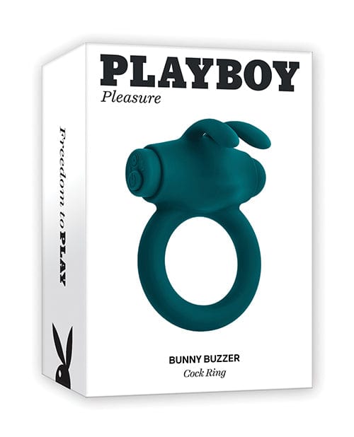 Playboy Pleasure Bunny Buzzer Cock Ring - Deep Teal Penis Enhancement