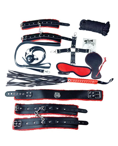 Plesur Deluxe Bondage Kit - Black/Red Bondage Blindfolds & Restraints