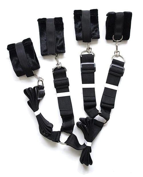 Plesur Fuzzy Bedroom Bondage Kit - Black Bondage Blindfolds & Restraints