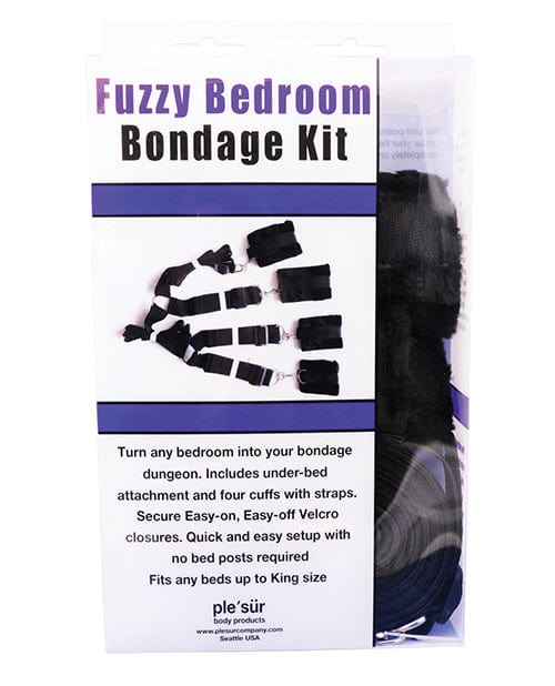 Plesur Fuzzy Bedroom Bondage Kit - Black Bondage Blindfolds & Restraints