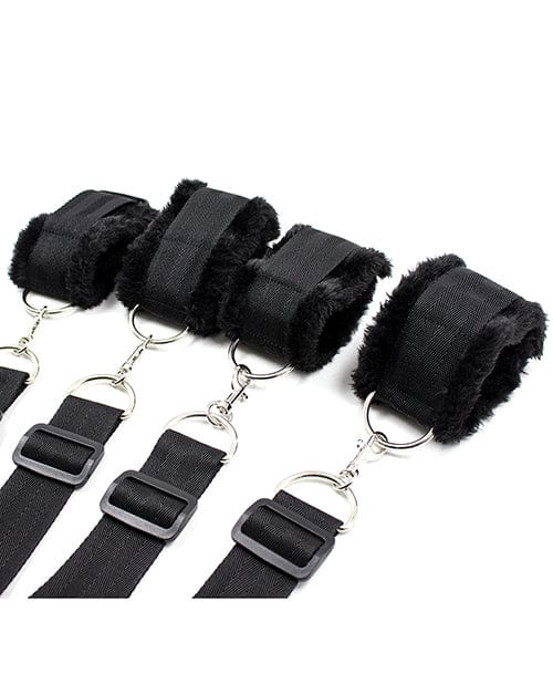 Plesur Fuzzy Bedroom Bondage Kit - Black Bondage Blindfolds & Restraints