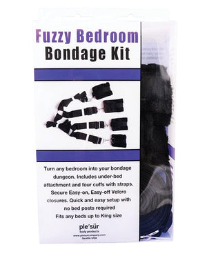 Plesur Fuzzy Bedroom Bondage Kit - Black Bondage Blindfolds & Restraints