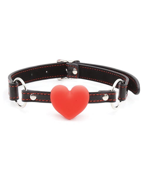 Plesur Heart Ball Gag w/Red Hearts - Black Bondage Blindfolds & Restraints