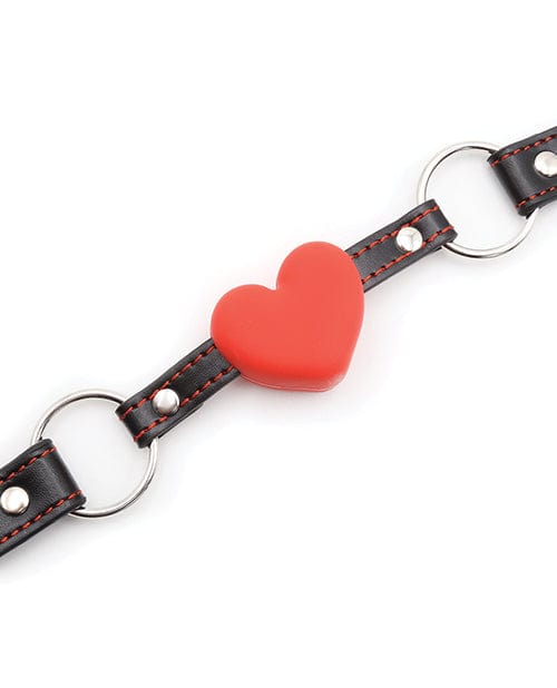 Plesur Heart Ball Gag w/Red Hearts - Black Bondage Blindfolds & Restraints