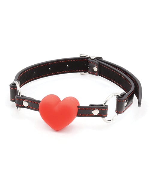 Plesur Heart Ball Gag w/Red Hearts - Black Bondage Blindfolds & Restraints