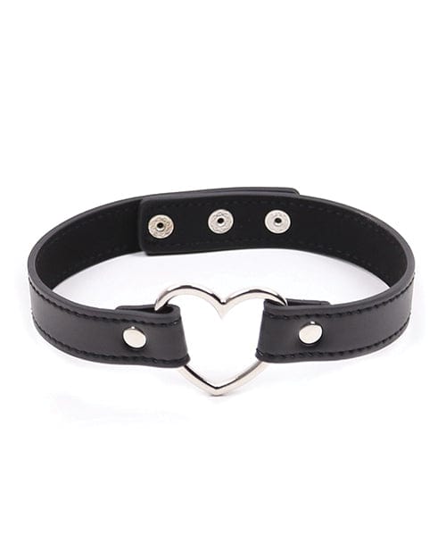 Plesur PVC Heart Connector Choker - Black Bondage Blindfolds & Restraints