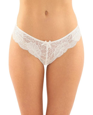 Poppy Crotchless Floral Lace Panty White / Large/Extra Large Lingerie - Plus/queen - Hanging