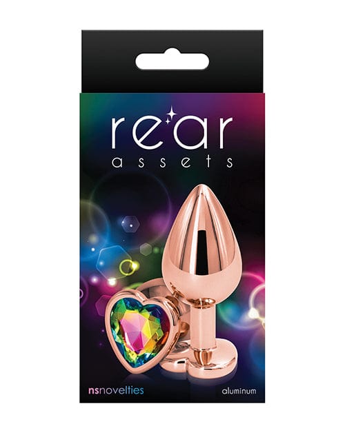 Rear Assets Rose Gold Heart Medium - Rainbow Anal Products