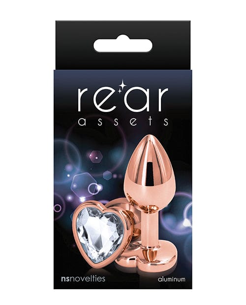 Rear Assets Rose Gold Heart Small Clear Anal Products